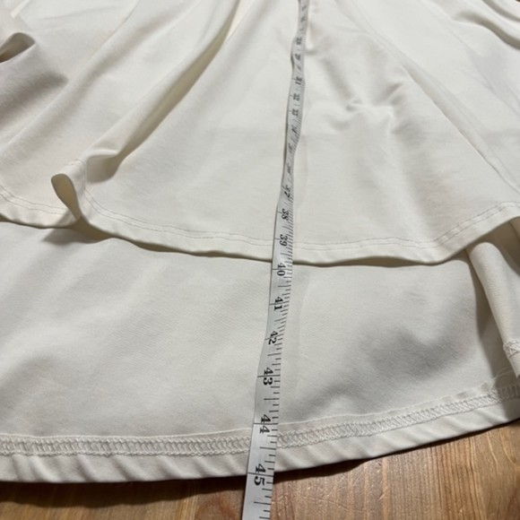 Lulus Cream Empire Waist Sleeveless Hi Low Hem Stretch Flowy Midi Dress Sz Large - Picture 13 of 13